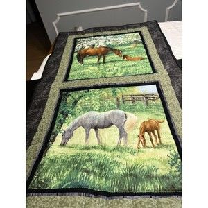 New Amish Handmade Quilted Horse Wall Hanging 24” Wide x 43" Long Wall Art